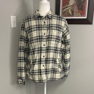 Carhartt Womens Black White Plaid Fleece Lined Shacket Jacket Barn Coat size L